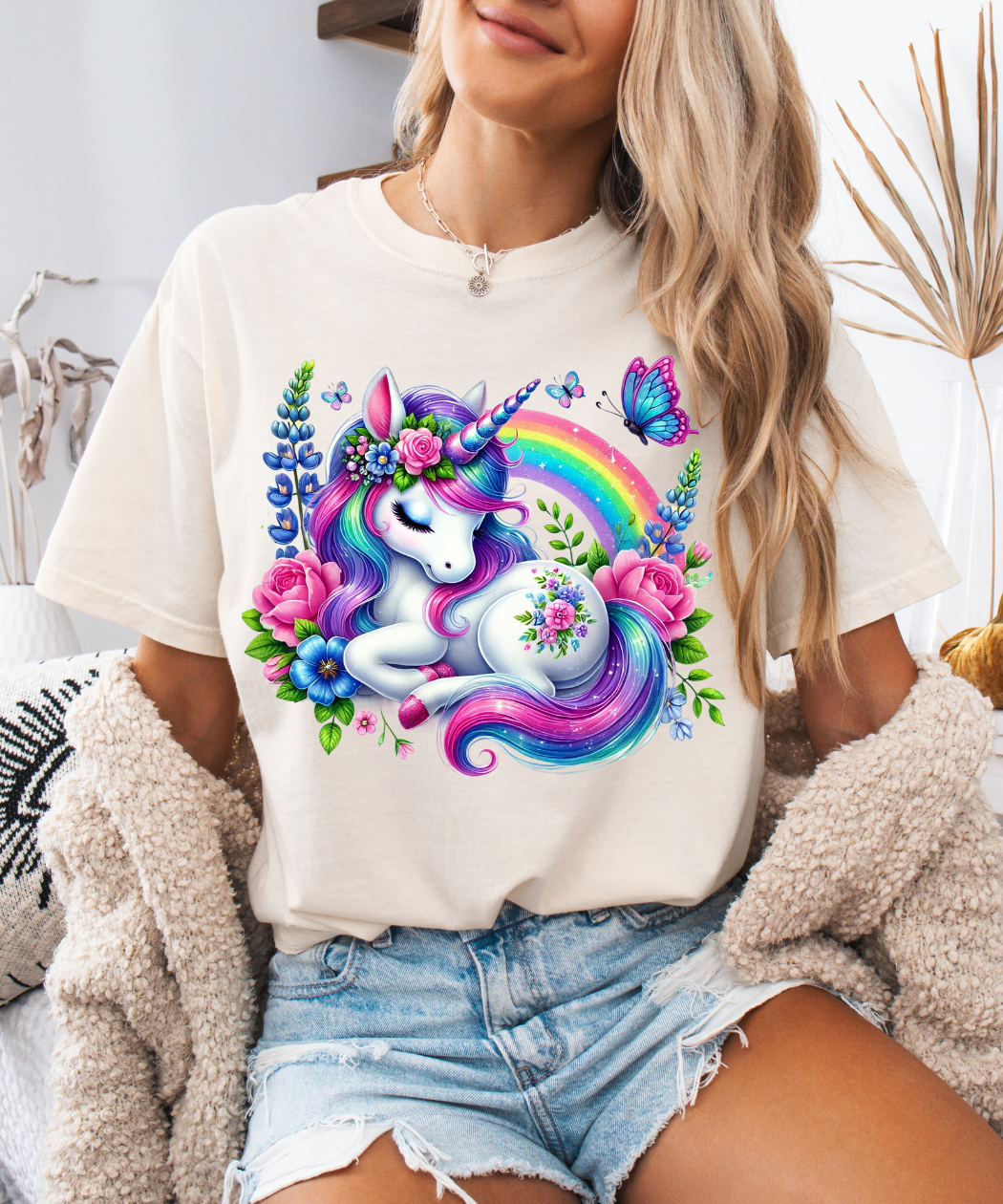Baby Unicorn Sleeping PNG, Rainbow Unicorn Baby Graphic, Baby Unicorn with Butterflies Clipart, Cute Unicorn Clipart, Flowers Unicorn Clipart, Baby Unicorn Sleeping Graphic, Digital Download