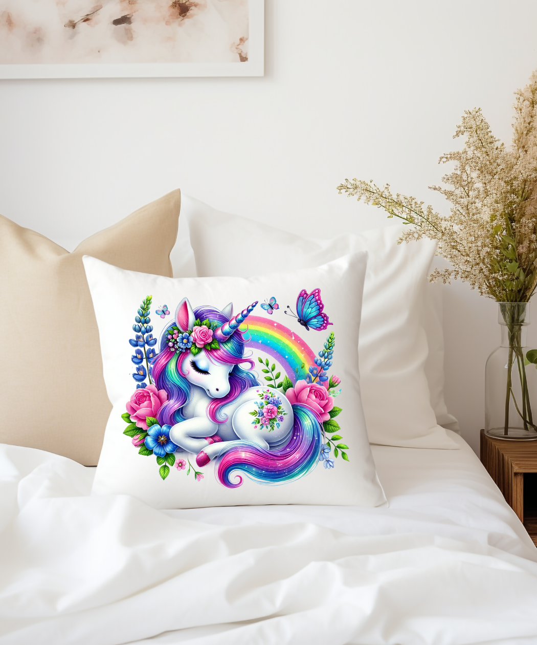Baby Unicorn Sleeping PNG, Rainbow Unicorn Baby Graphic, Baby Unicorn with Butterflies Clipart, Cute Unicorn Clipart, Flowers Unicorn Clipart, Baby Unicorn Sleeping Graphic, Digital Download - Image 3