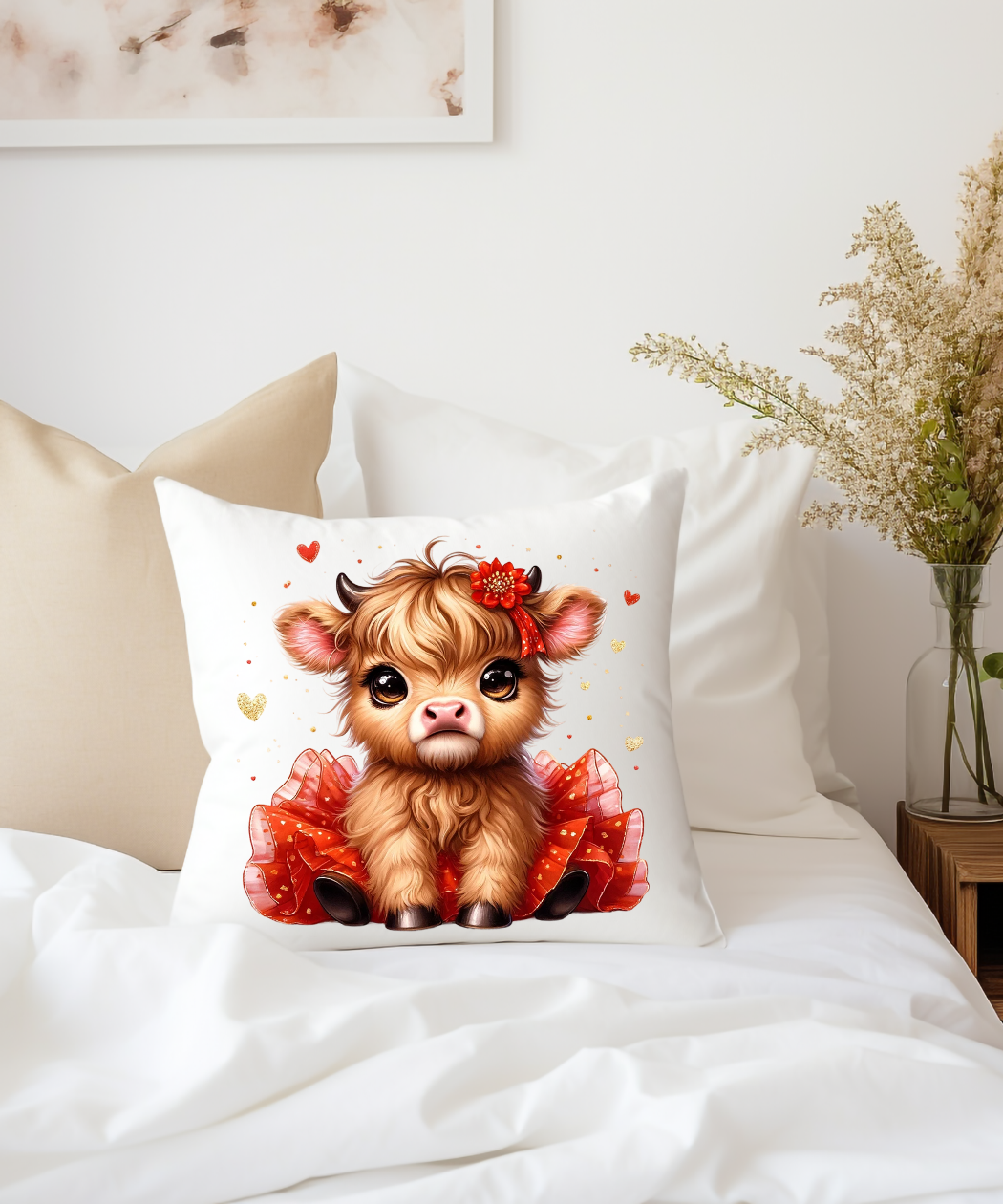 Cute Red Highland Cow PNG, Happy Highland Cow Graphic, Cute Highland Cow Valentines Day Clipart, Cute Baby Highland Cow Clipart, Highland Cow with Heart Clipart, Cute Red Highland Cow Graphic, Digital Download - Image 3