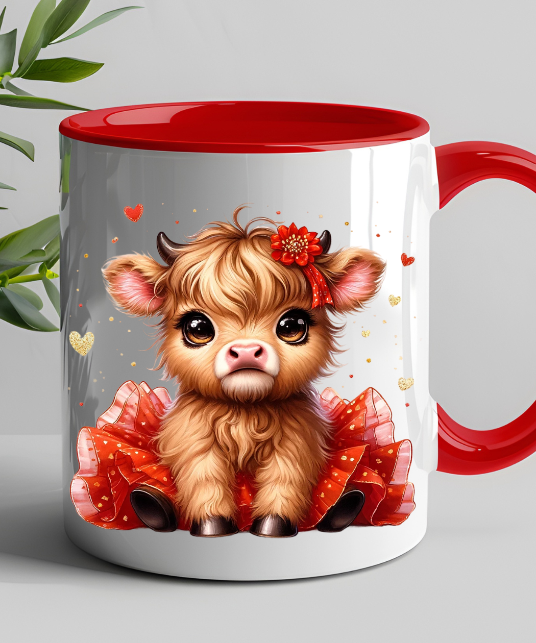 Cute Red Highland Cow PNG, Happy Highland Cow Graphic, Cute Highland Cow Valentines Day Clipart, Cute Baby Highland Cow Clipart, Highland Cow with Heart Clipart, Cute Red Highland Cow Graphic, Digital Download - Image 4