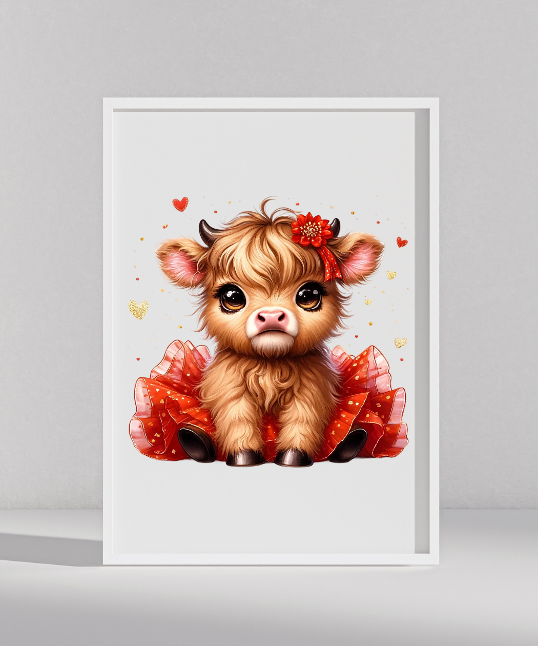 Cute Red Highland Cow PNG, Happy Highland Cow Graphic, Cute Highland Cow Valentines Day Clipart, Cute Baby Highland Cow Clipart, Highland Cow with Heart Clipart, Cute Red Highland Cow Graphic, Digital Download - Image 8