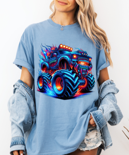 Monster Truck PNG, Blue and Yellow Monster Truck Graphic, Extreme Offroad Vehicle Clipart, Angry Monster Truck Clipart, Monster Truck Graphic, Digital Download