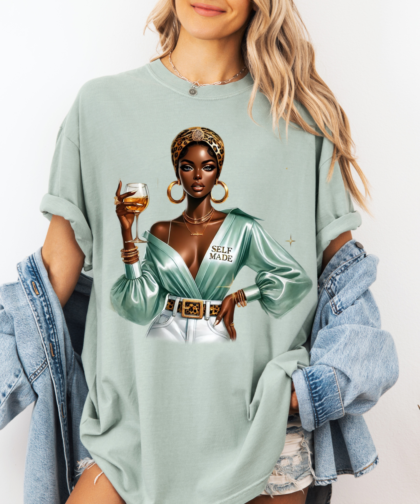 Self Made Girl PNG, Fashion Girl Graphic, Afro Girl Clipart, Green Girl Clipart, Jeans Girl Clipart, Girl Boss Clipart, Self Made Girl Graphic, Digital Download