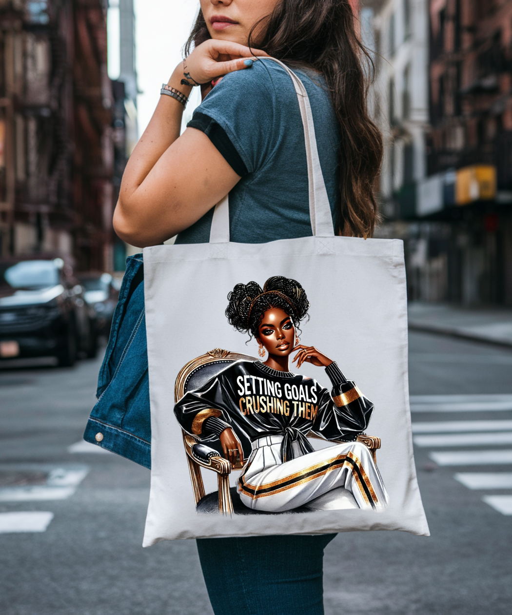 Setting Goals Crushing them PNG, Black Girl Sitting Like Queen Graphic, Fashionable Girl Clipart, Afro Girl Clipart, Girl Boss Clipart, Setting Goals Crushing them Graphic, Digital Download - Image 2