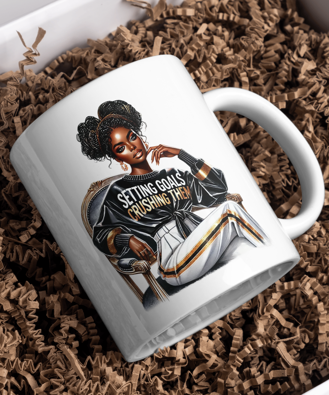 Setting Goals Crushing them PNG, Black Girl Sitting Like Queen Graphic, Fashionable Girl Clipart, Afro Girl Clipart, Girl Boss Clipart, Setting Goals Crushing them Graphic, Digital Download - Image 4