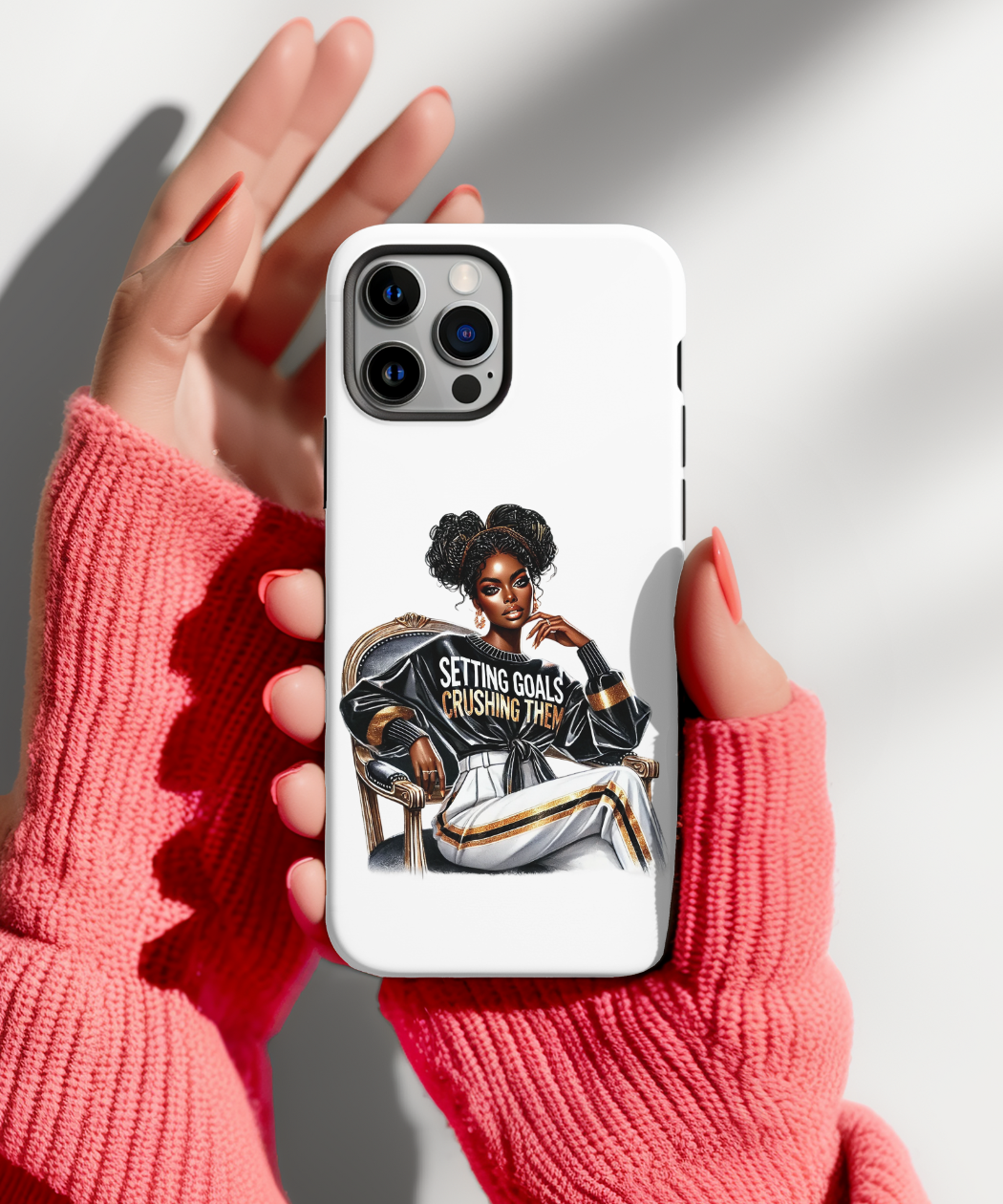 Setting Goals Crushing them PNG, Black Girl Sitting Like Queen Graphic, Fashionable Girl Clipart, Afro Girl Clipart, Girl Boss Clipart, Setting Goals Crushing them Graphic, Digital Download - Image 6