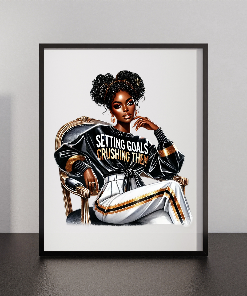 Setting Goals Crushing them PNG, Black Girl Sitting Like Queen Graphic, Fashionable Girl Clipart, Afro Girl Clipart, Girl Boss Clipart, Setting Goals Crushing them Graphic, Digital Download - Image 8